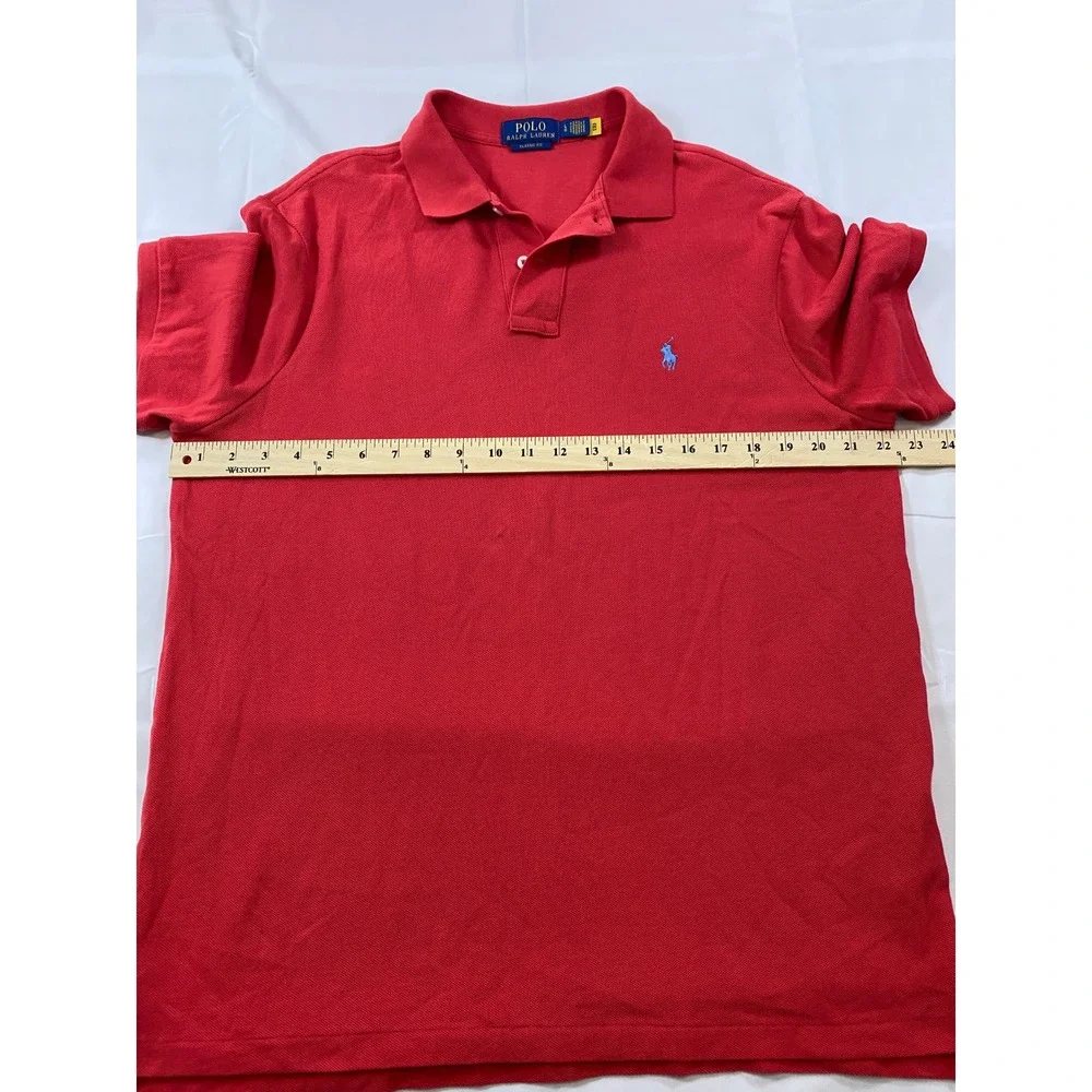 Polo‎ Ralph Lauren Mens Classic Fit Red Short Sleeve Pique Polo Shirt Large